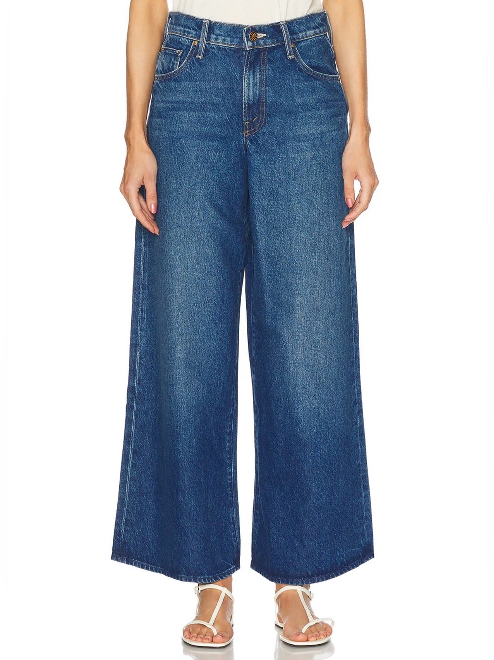 Mother Snacks! The Rigatoni Sneak High Rise Loose Wide Leg Jeans in Yes, Chef!